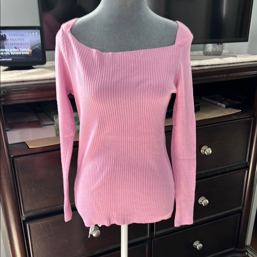 Pink Ribbed Knit Sweater by S.Chrisrina